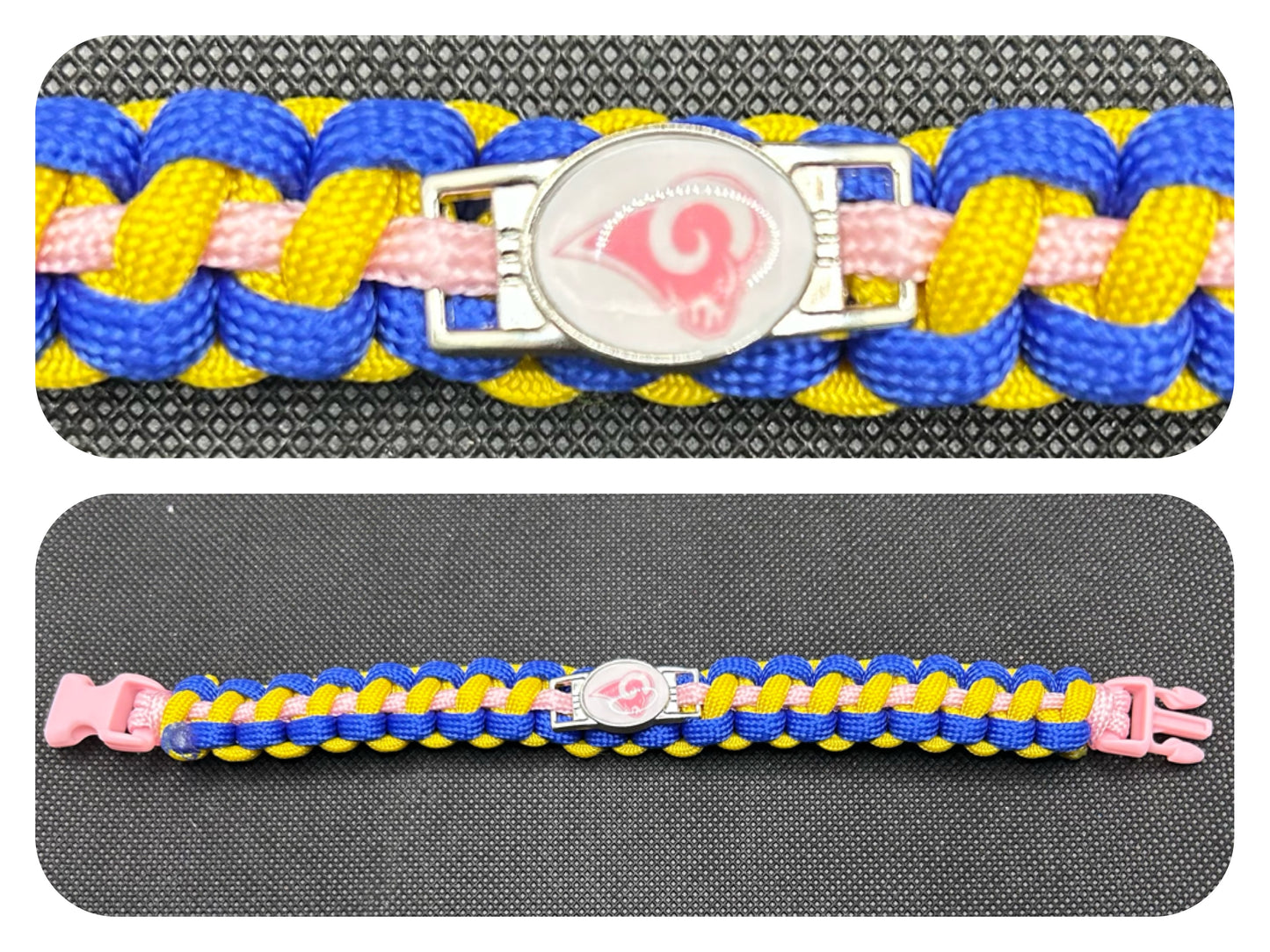Los Angeles Rams (Pink) Inspired Paracord/Survival Bracelet
