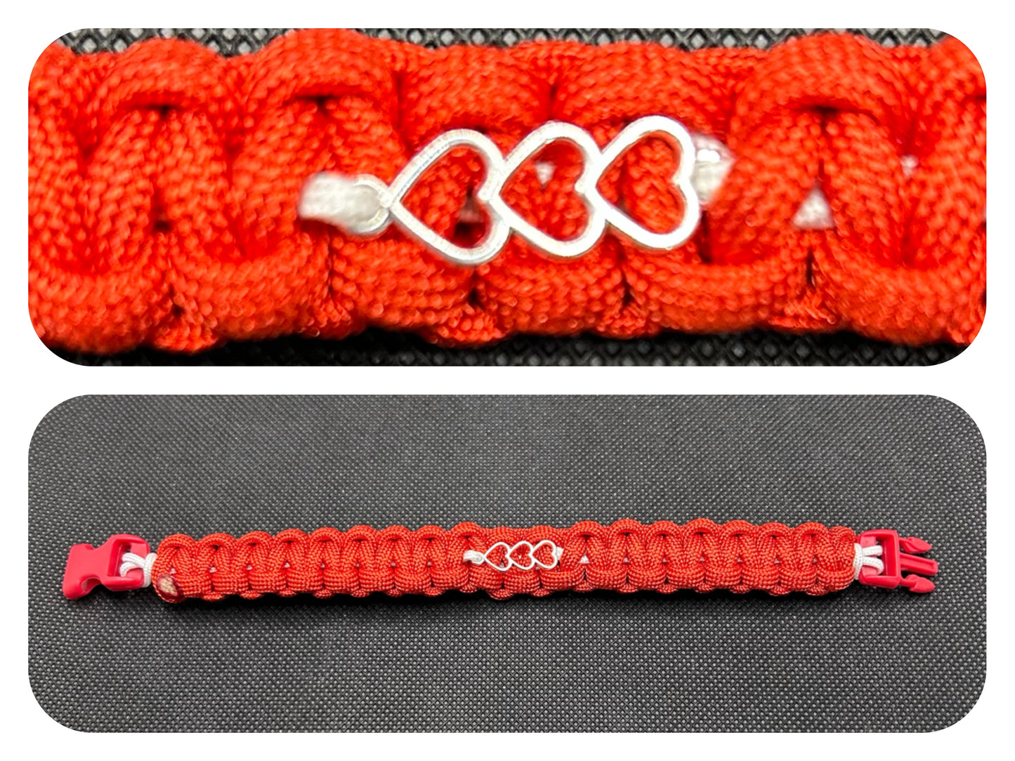 Valentine Triple Heart Paracord/Survival Bracelet