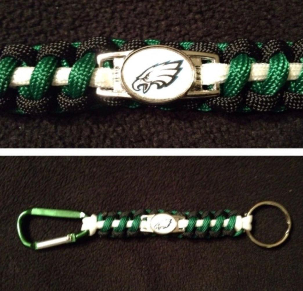 Philadelphia Eagles Inspired Paracord Keychain