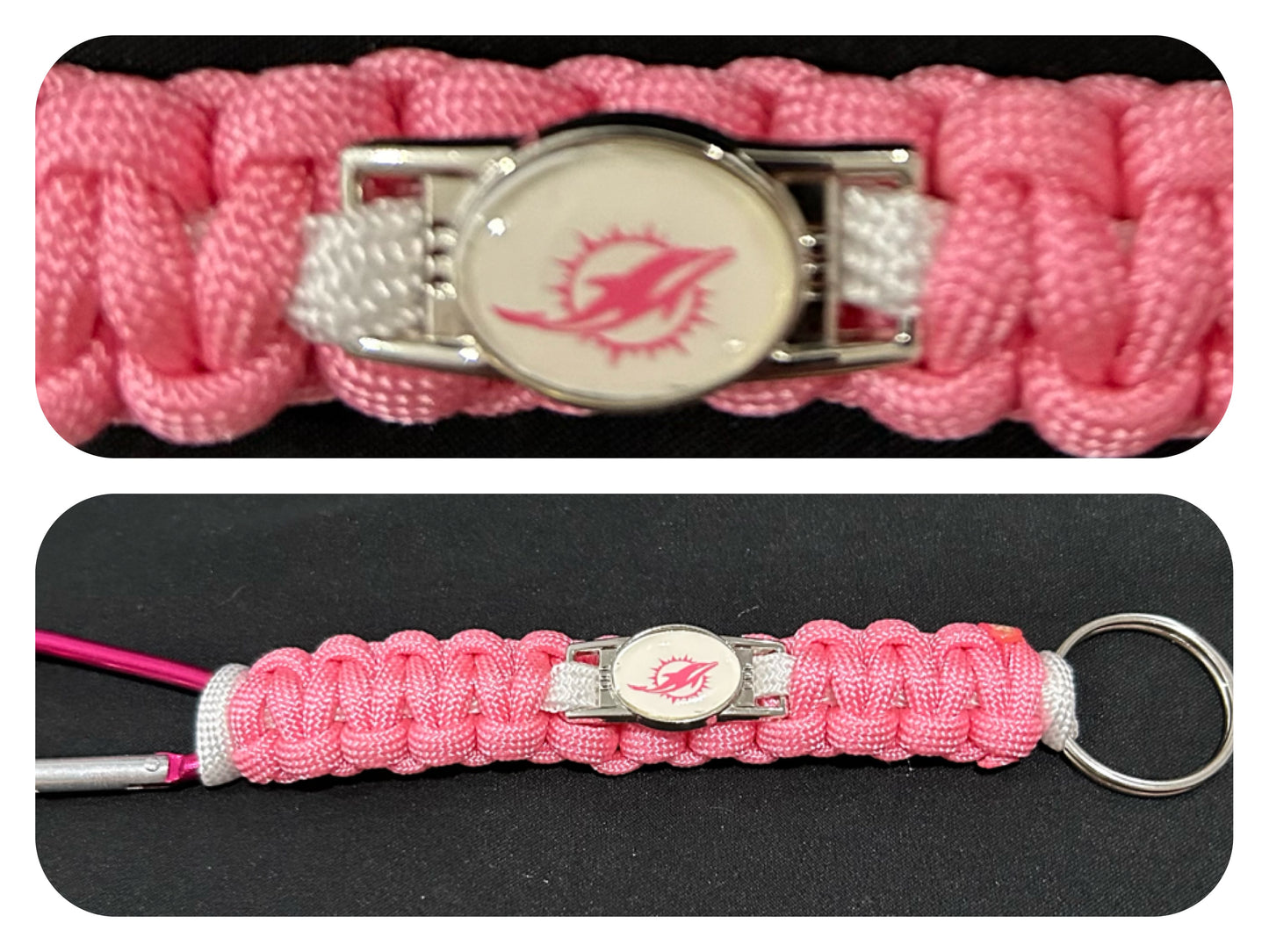 Miami Dolphins Pink Inspired Paracord Keychain