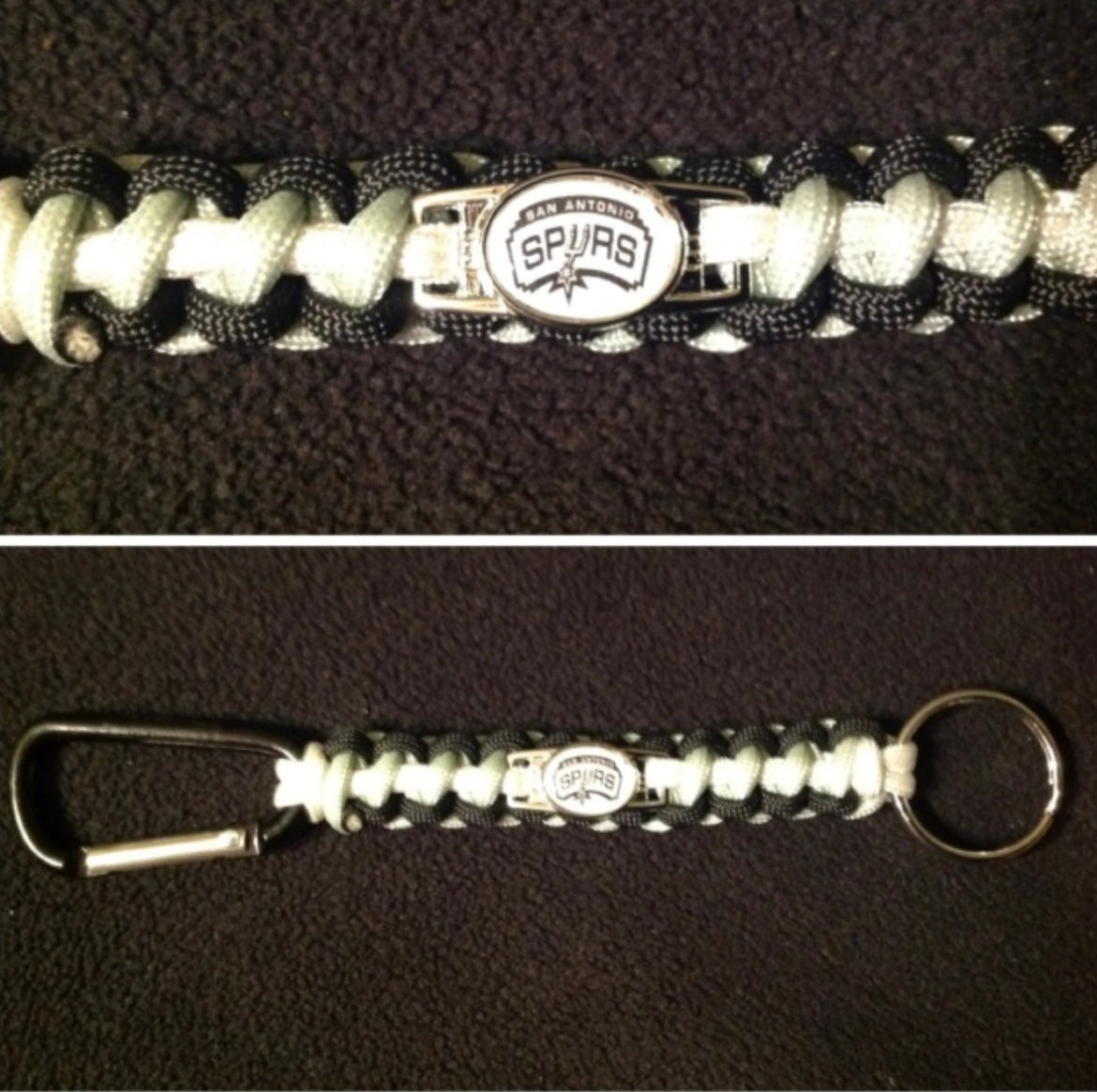 San Antonio Spurs Inspired Paracord/Survival Keychain