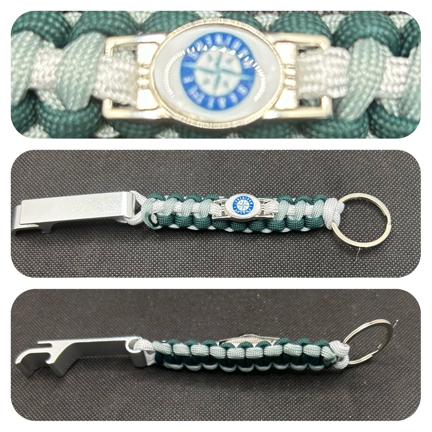 Seattle Mariners Inspired Pacacord/Survived Keychain with Bottle Opener