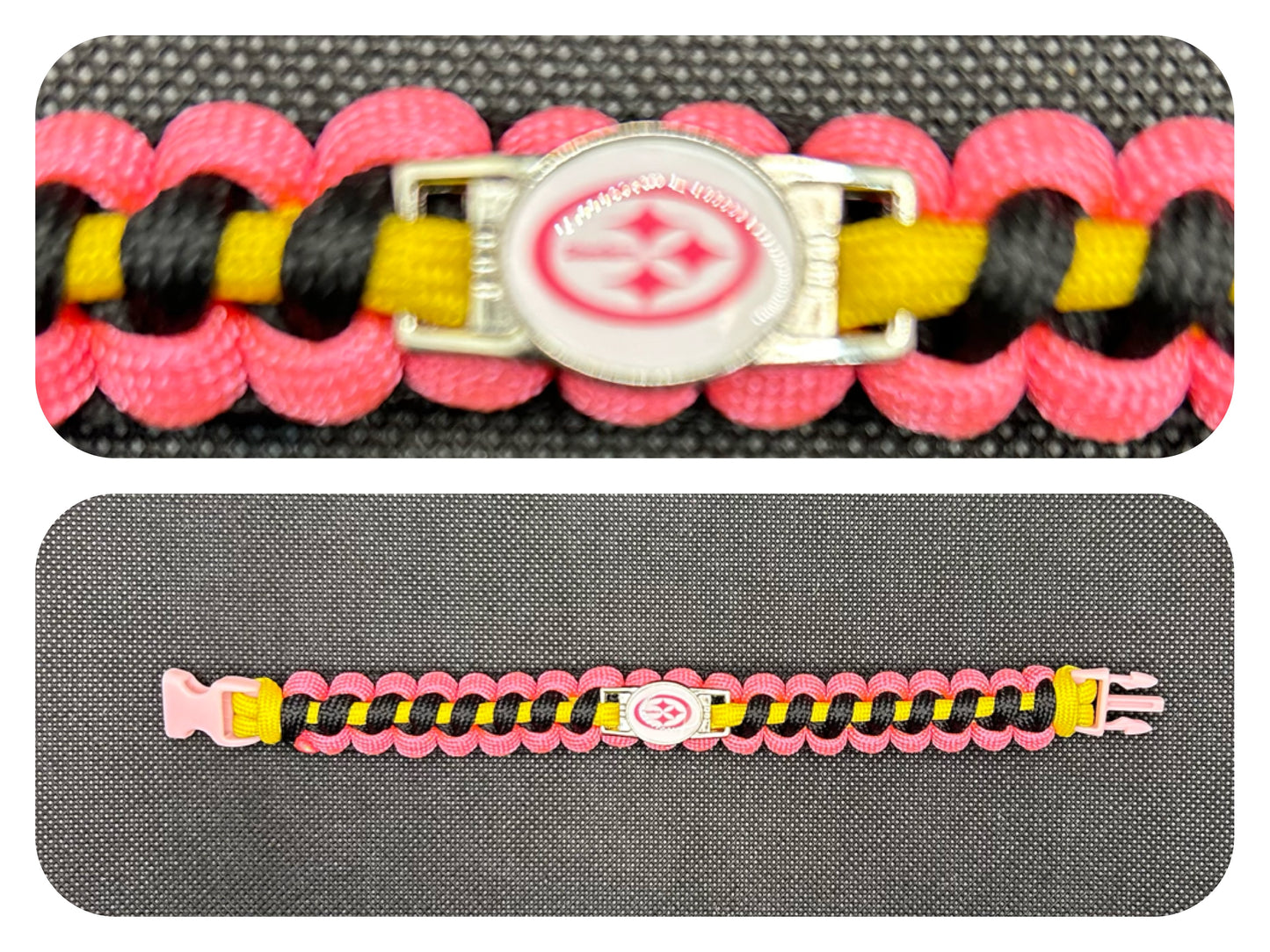Pittsburgh Steelers (Pink) Inspired Paracord/Survival Bracelet