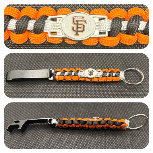 San Francisco Giants Inspired Paracord/Survival Keychain with Bottle Opener