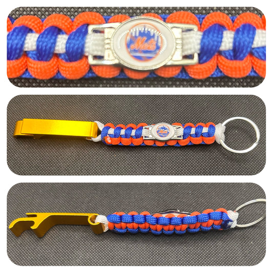 New York Mets Inspired Paracord/Survival Keychain Keychain with Bottle Opener