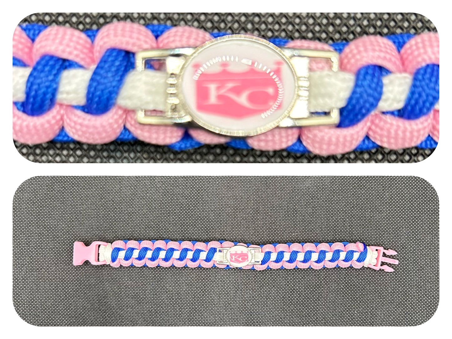 Kansas City Royals (Pink) Inspired Paracord/Survival Bracelet