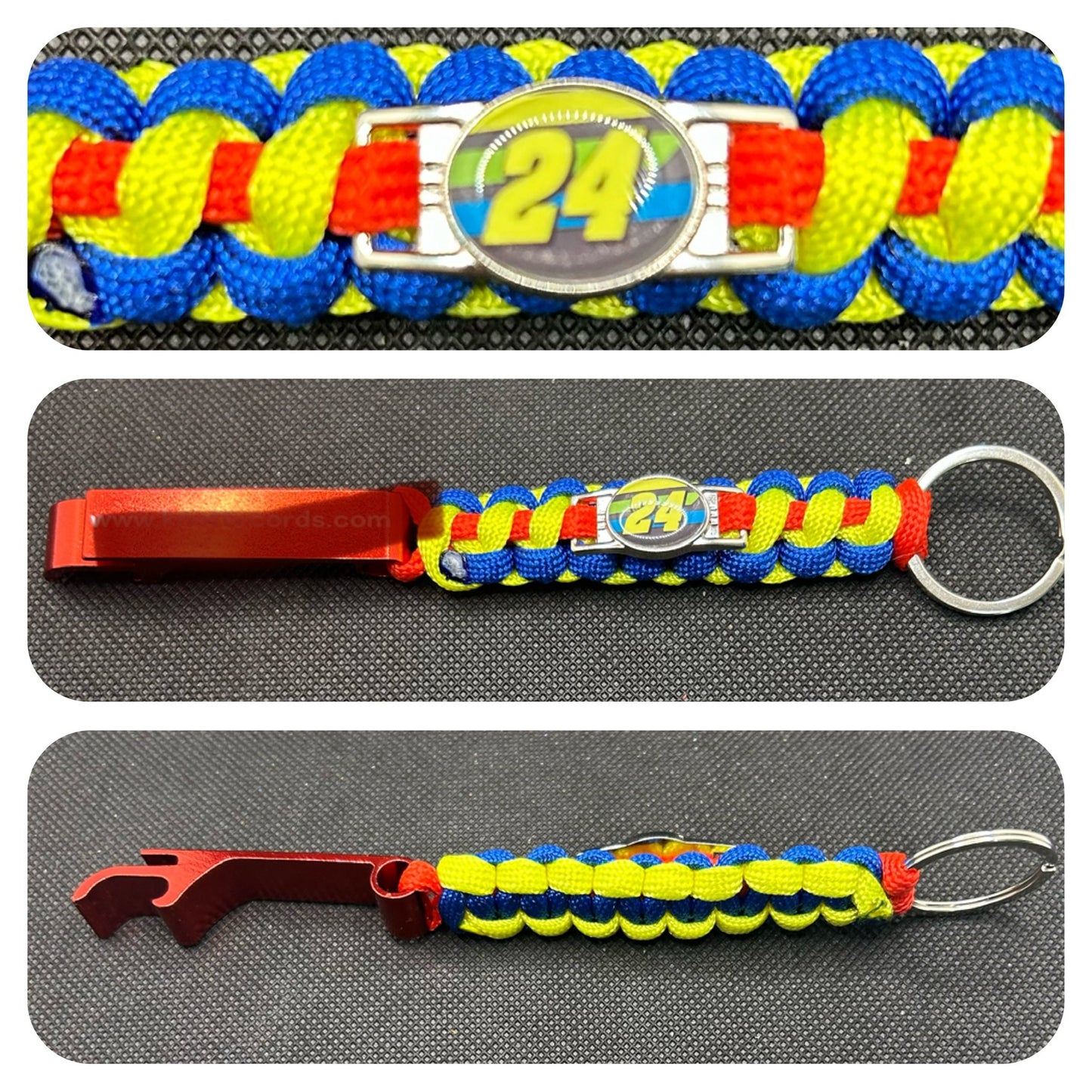 William Byron Racing Inspired Paracord/Survival Keychain with Bottle Opener