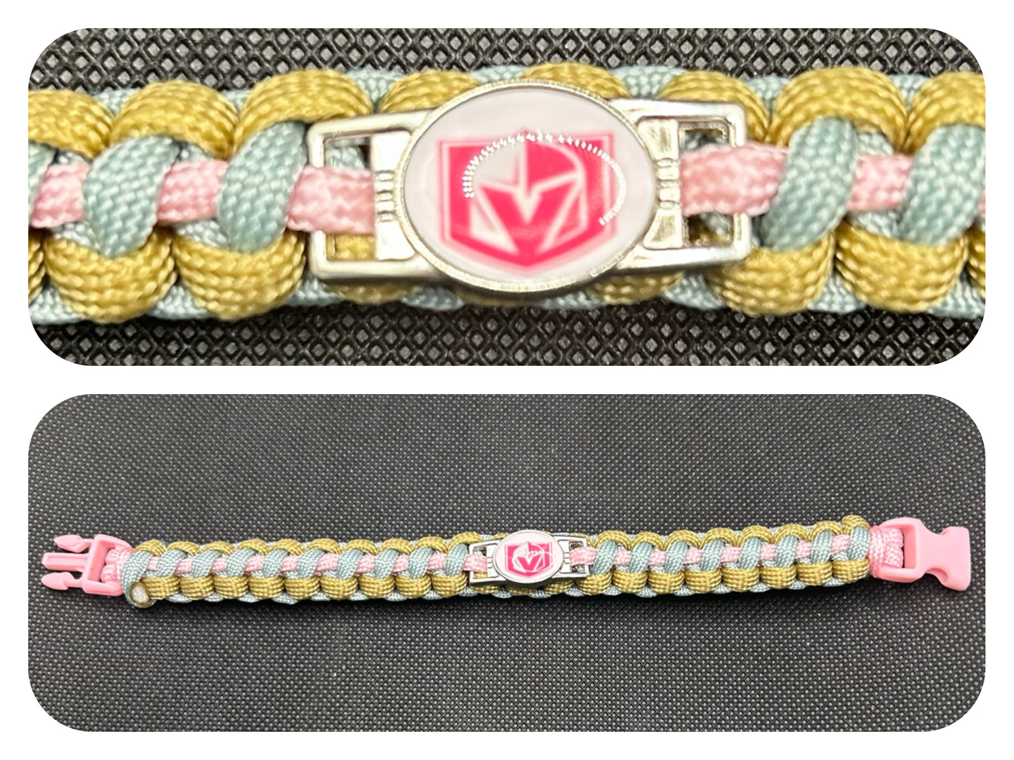 Las Vegas Knights (Pink) Inspired Paracord/Survival Bracelet