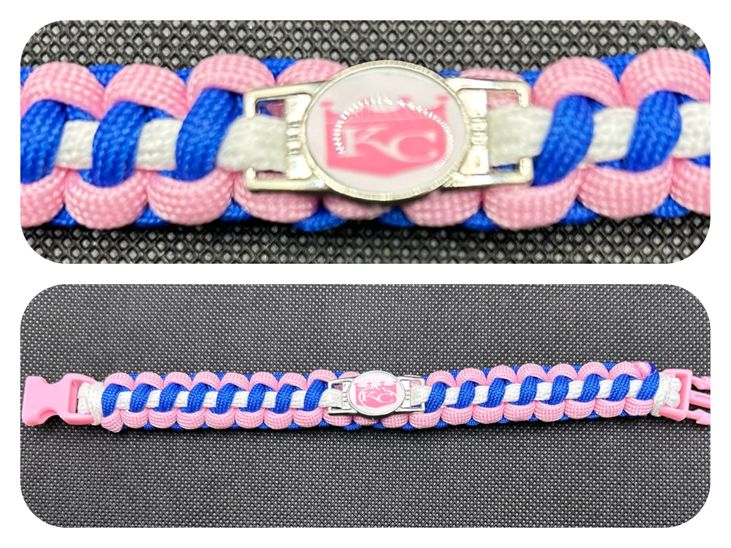 Kansas City Royals (Pink) Inspired Paracord/Survival Bracelet