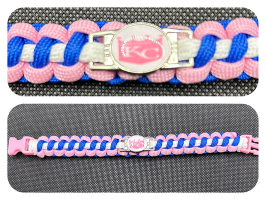 Kansas City Royals (Pink) Inspired Paracord/Survival Bracelet