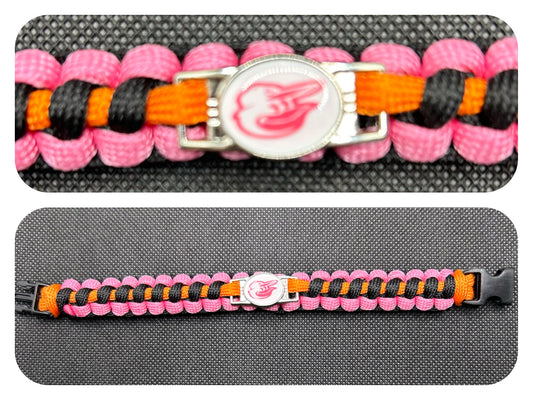 Baltimore Orioles (Pink) Inspired Paracord/Survival Bracelet