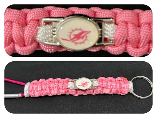 Miami Dolphins Pink Inspired Paracord Keychain