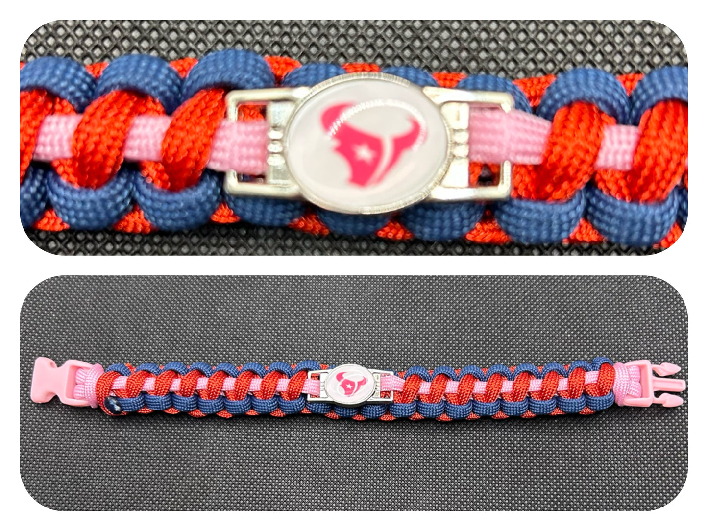 Houston Texans (Pink) Inspired Paracord/Survival Bracelet