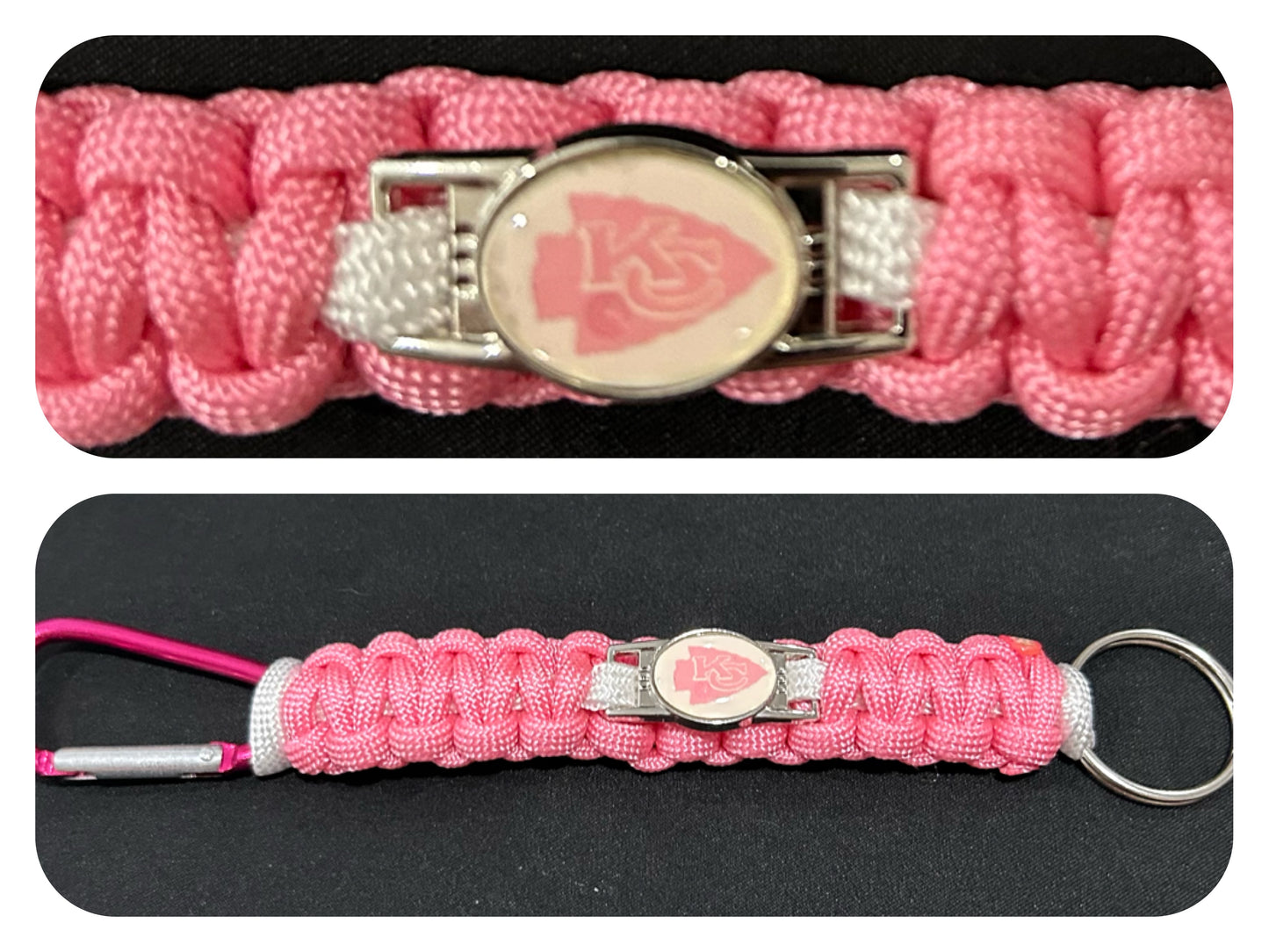 Kansas City Chiefs Pink Inspired Paracord Keychain