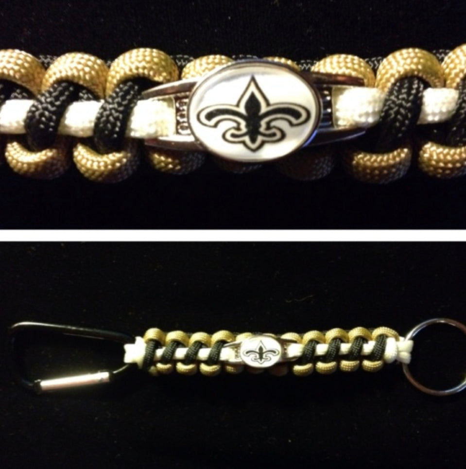 New Orleans Saints Inspired Paracord Keychain
