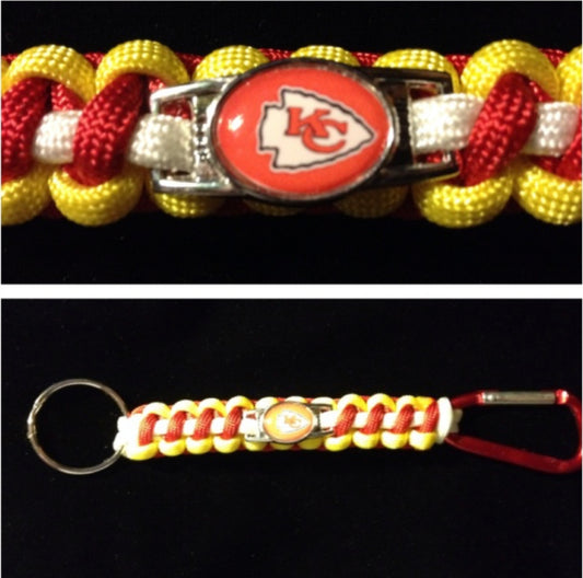Kansas City Chiefs Inspired Paracord Keychain